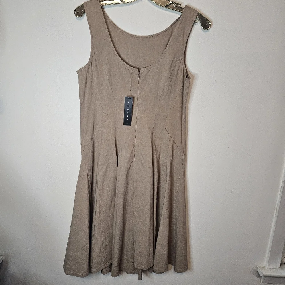 NWT Theory Kaien W Beige Linen Blend Fit & Flare Mini Dress Size 6 - Picture 8 of 14